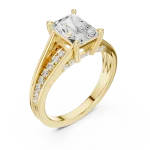 Ethereal Radiant Cut Pavé-Set Architectural Solitaire Ring