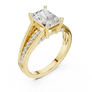 Ethereal Radiant Cut Pavé-Set Architectural Solitaire Ring