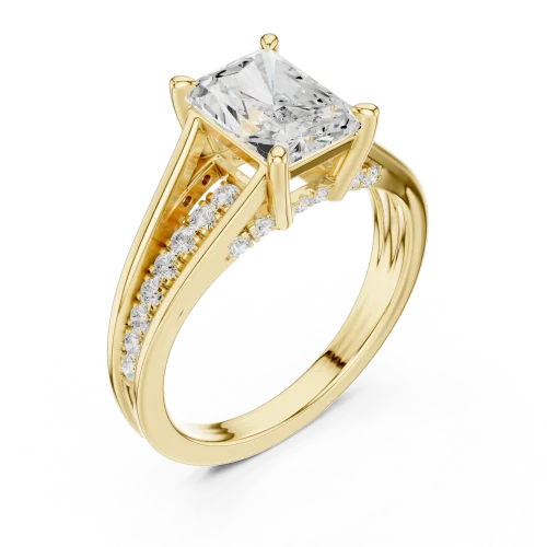 Ethereal Radiant Cut Pavé-Set Architectural Solitaire Ring