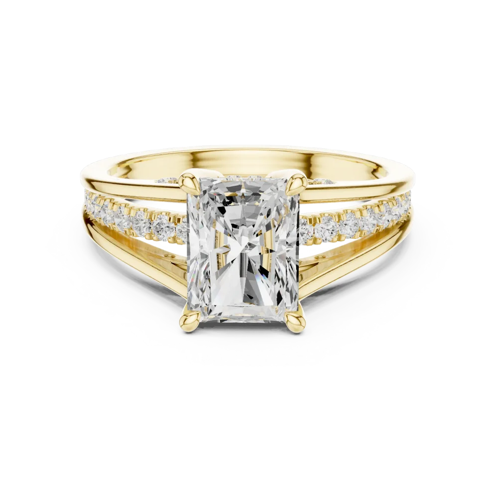Ethereal Radiant Cut Pavé-Set Architectural Solitaire Ring - Image 2