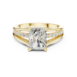 Ethereal Radiant Cut Pavé-Set Architectural Solitaire Ring - Image 2