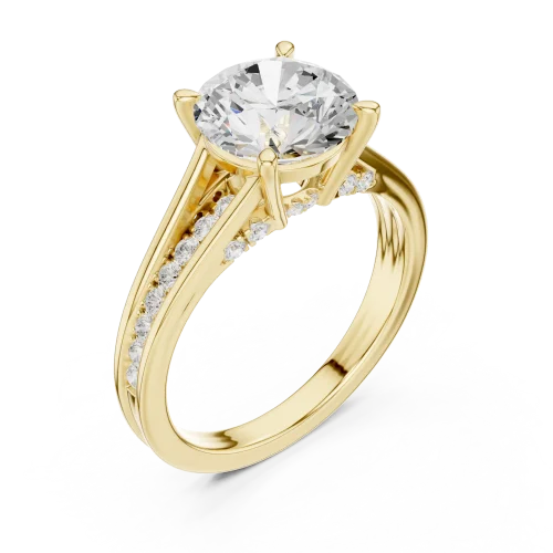 Luminary Round Brilliant Pavé-Set Solitaire Engagement Ring