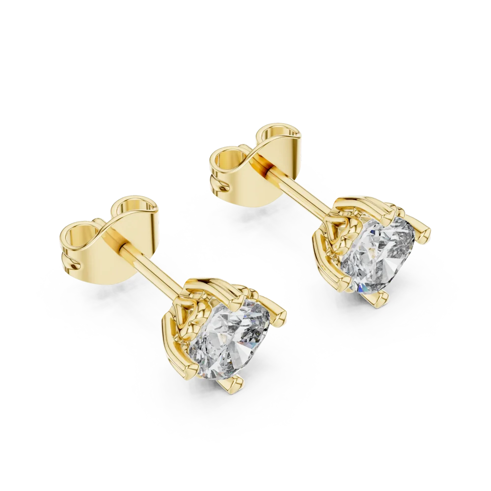 Discover the radiant glow of our cushion cut solitaire stud earrings. Handcrafted with certified lab-grown DIAMEUR diamonds. Elevate your style today.