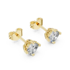 Luminary Cushion Cut Architectural Solitaire Stud Earrings