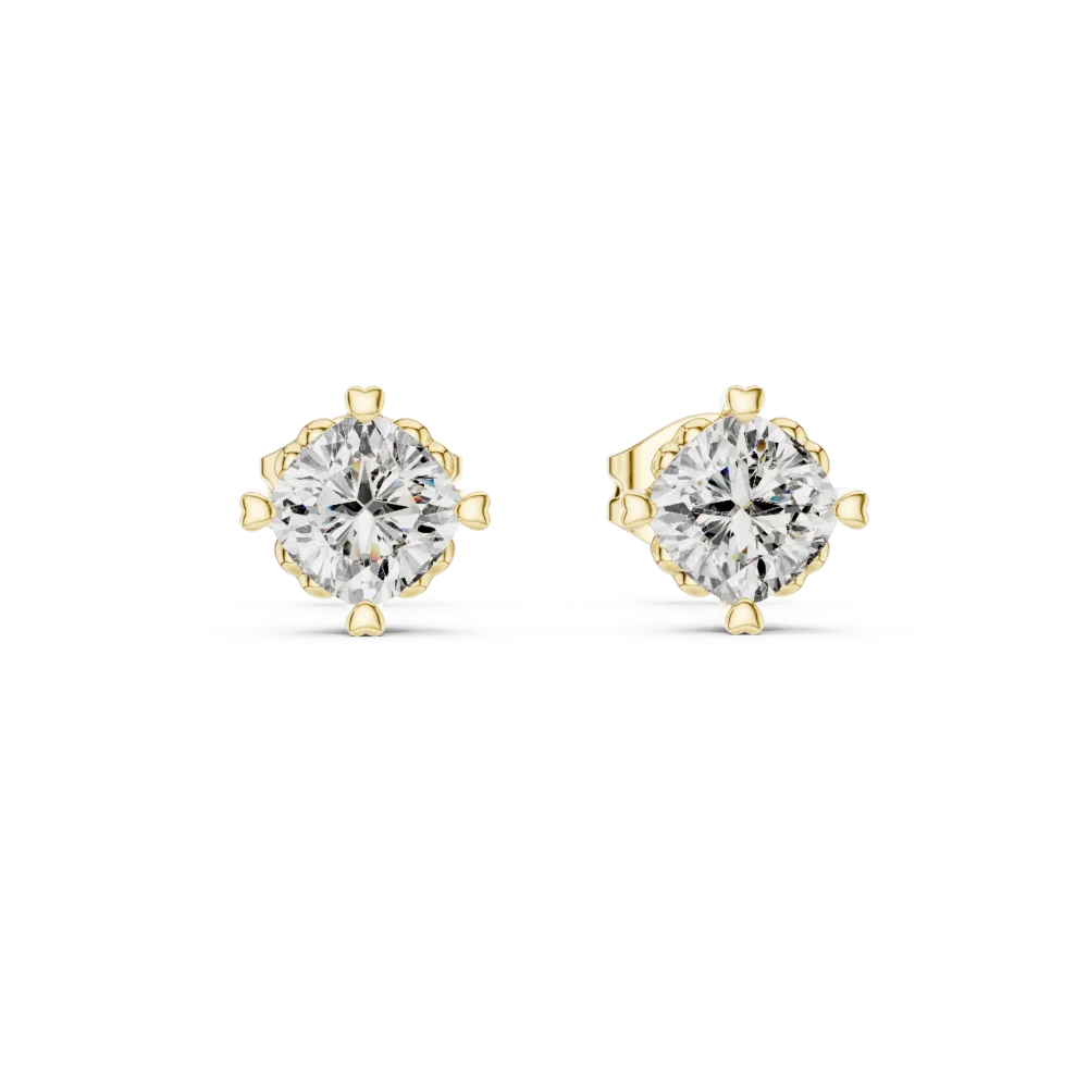 Luminary Cushion Cut Architectural Solitaire Stud Earrings - Image 2