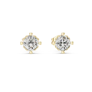 Luminary Cushion Cut Architectural Solitaire Stud Earrings - Image 2