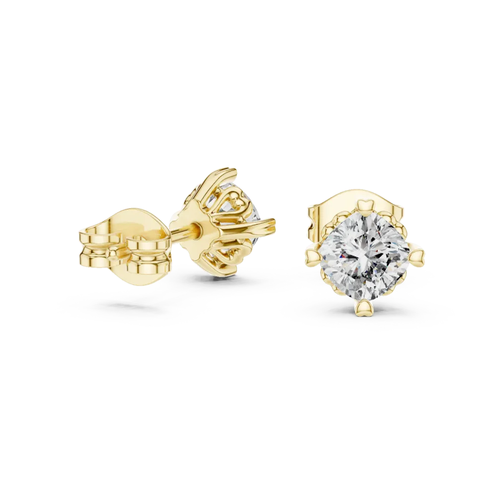 Luminary Cushion Cut Architectural Solitaire Stud Earrings - Image 3