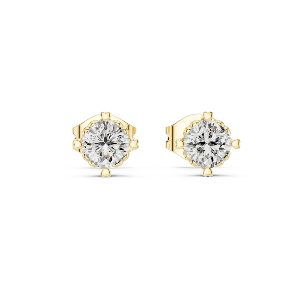 Symmetry Cushion Cut Solitaire Stud Earrings - Image 2
