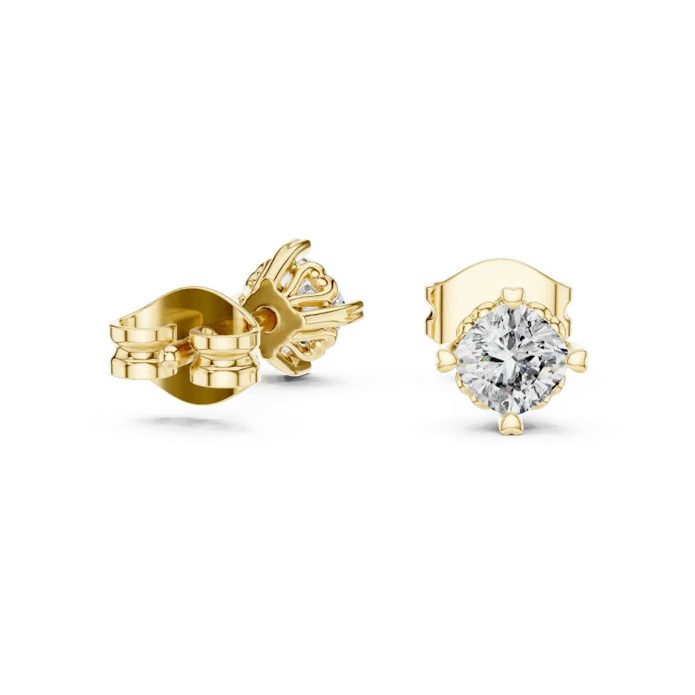 Symmetry Cushion Cut Solitaire Stud Earrings - Image 3
