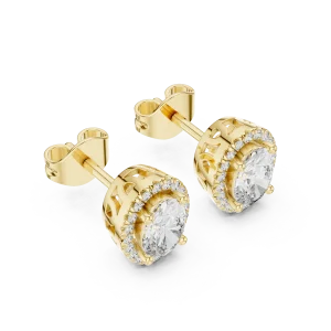 Ethereal Oval Halo Solitaire Stud Earrings
