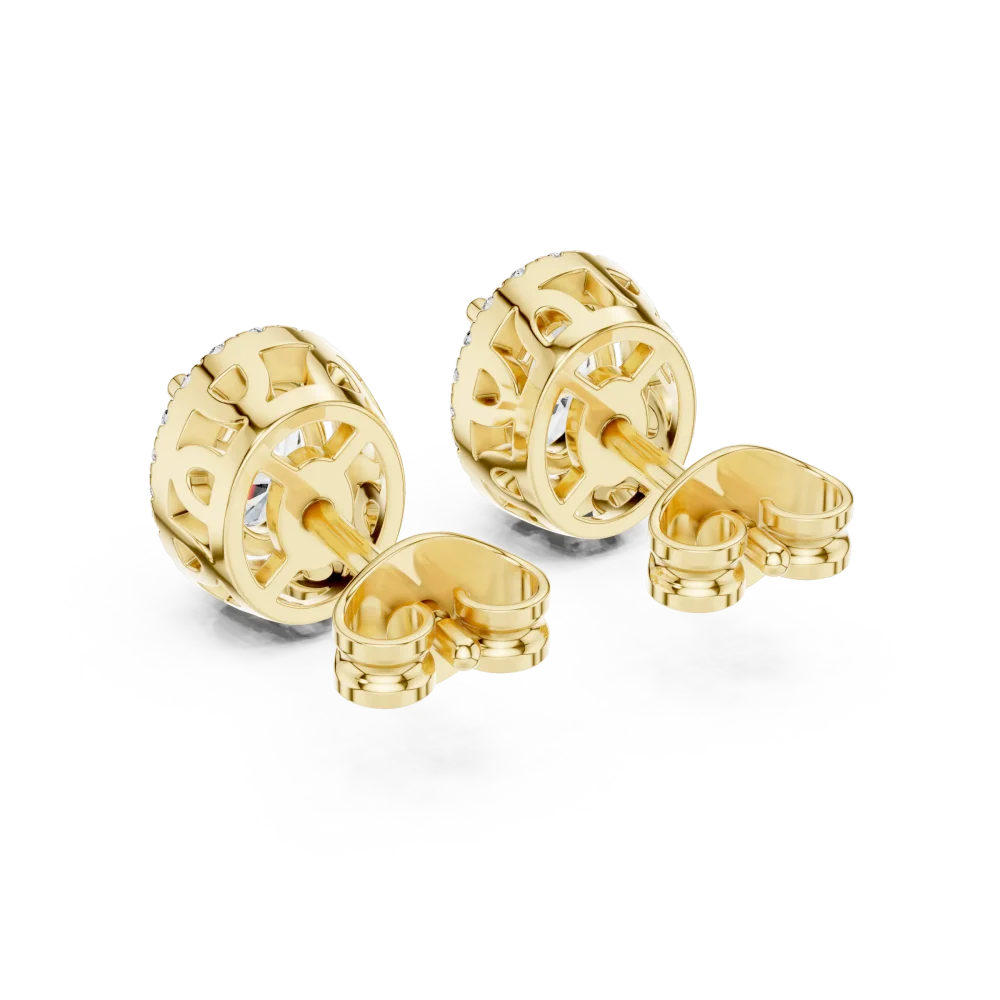 Ethereal Oval Halo Solitaire Stud Earrings - Image 4