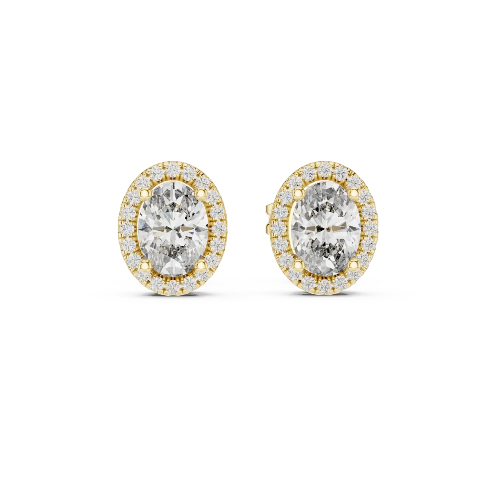 Ethereal Oval Halo Solitaire Stud Earrings - Image 2