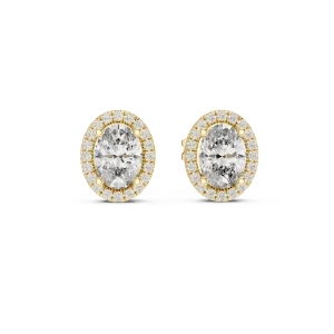 Ethereal Oval Halo Solitaire Stud Earrings - Image 2