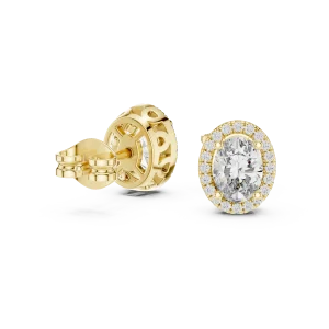 Ethereal Oval Halo Solitaire Stud Earrings - Image 3