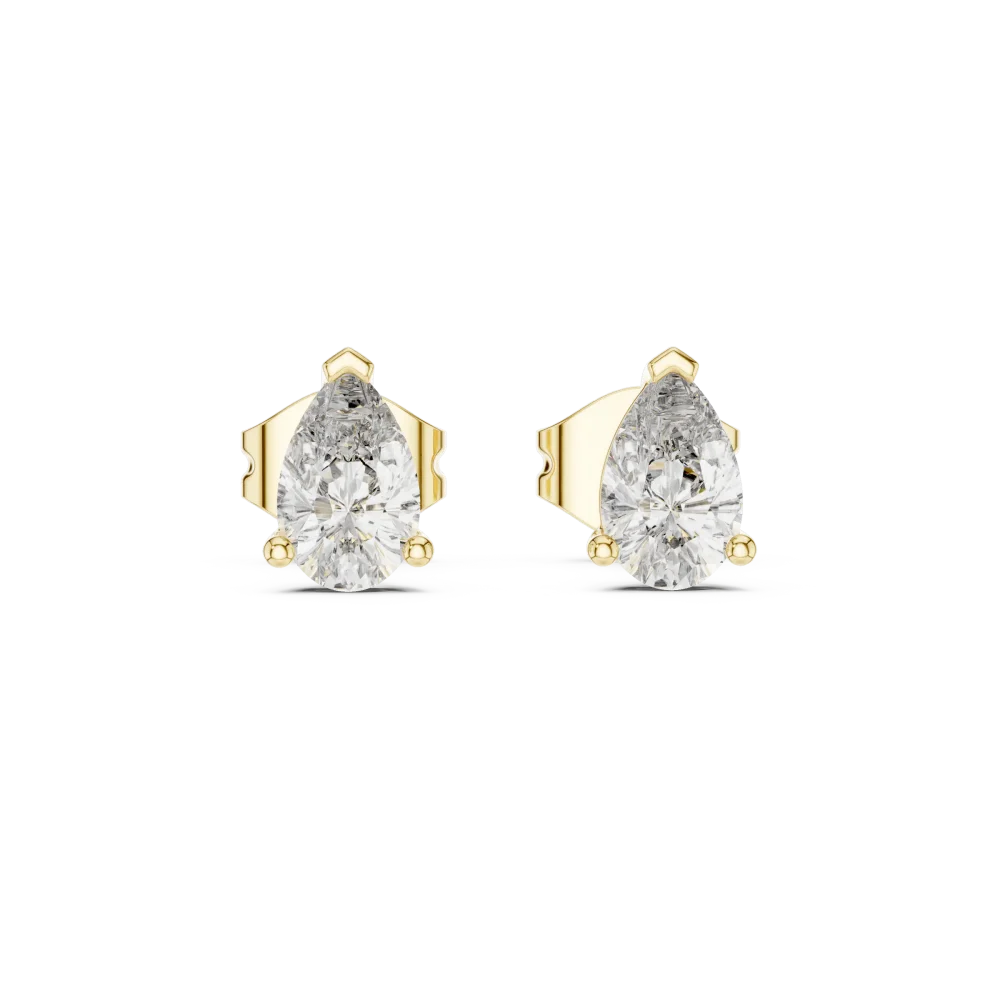 Ethereal Pear Solitaire Architectural Frame Stud Earrings - Image 2