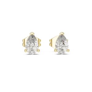 Ethereal Pear Solitaire Architectural Frame Stud Earrings - Image 2