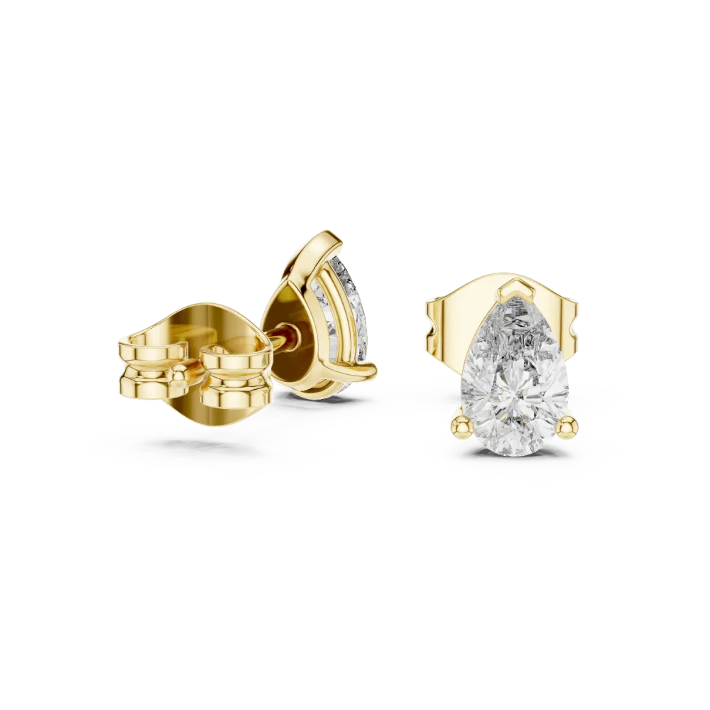 Ethereal Pear Solitaire Architectural Frame Stud Earrings - Image 3