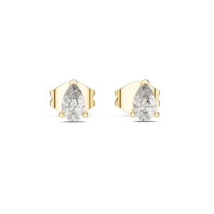 Silhouette Pear Cut Solitaire Stud Earrings - Image 2