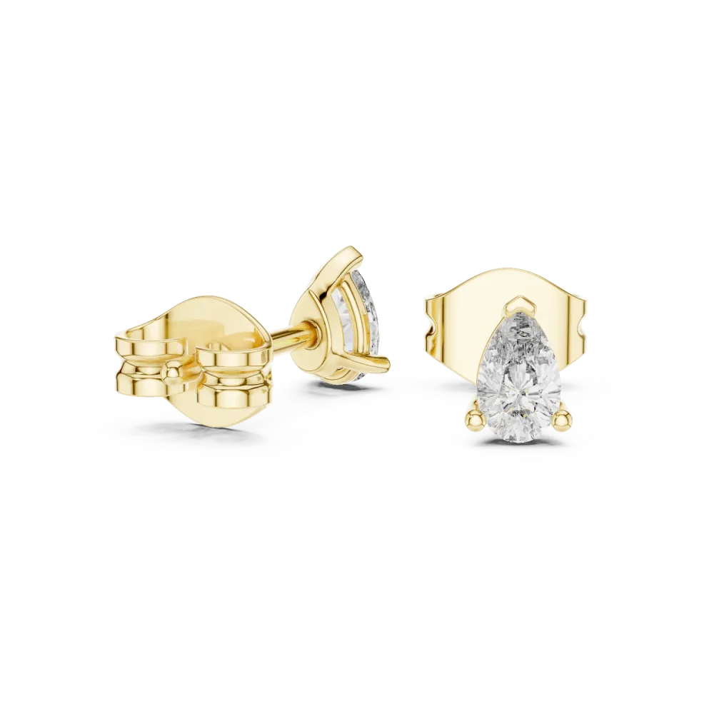 Silhouette Pear Cut Solitaire Stud Earrings - Image 3