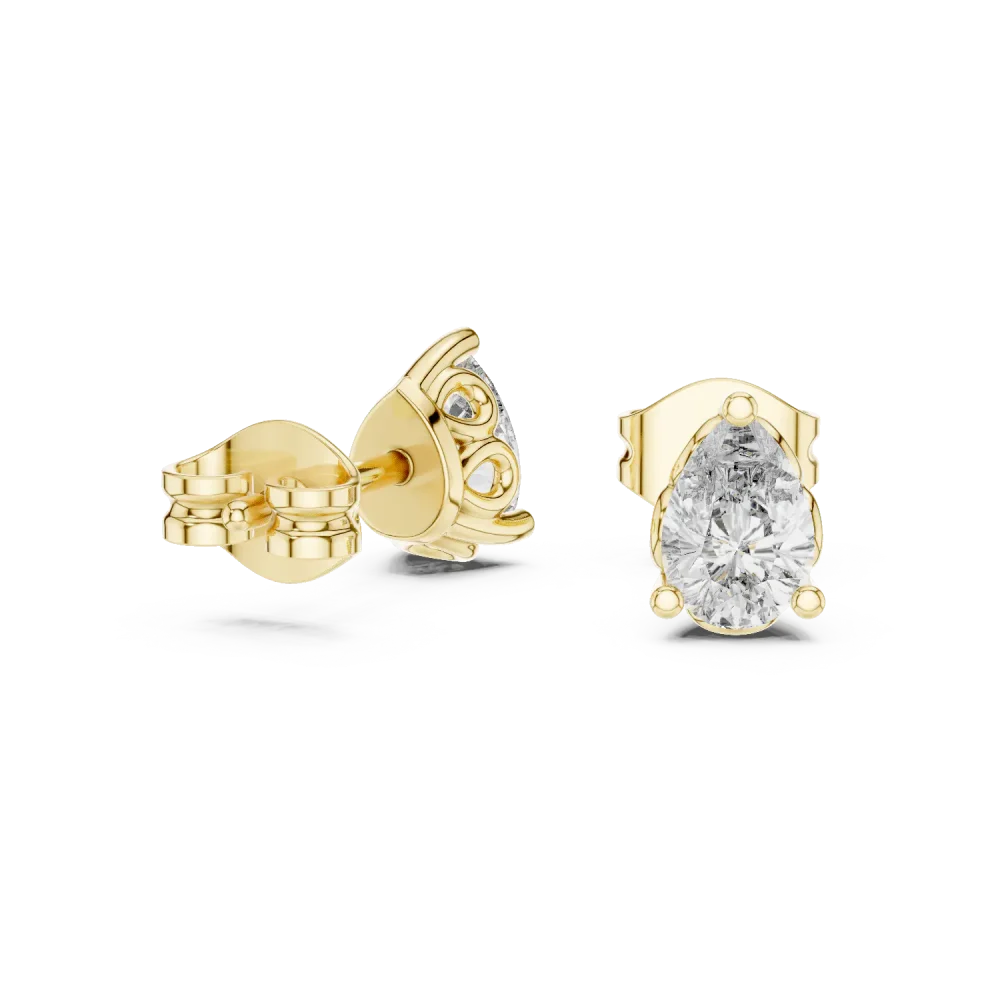 Ethereal Pear Solitaire Stud Earrings - Image 3