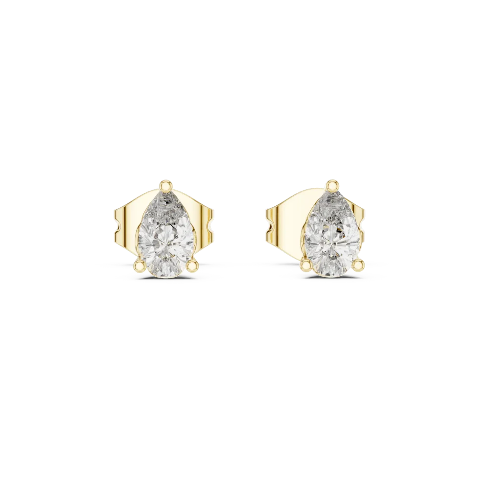 Ethereal Pear Cut Architectural Solitaire Stud Earrings - Image 2