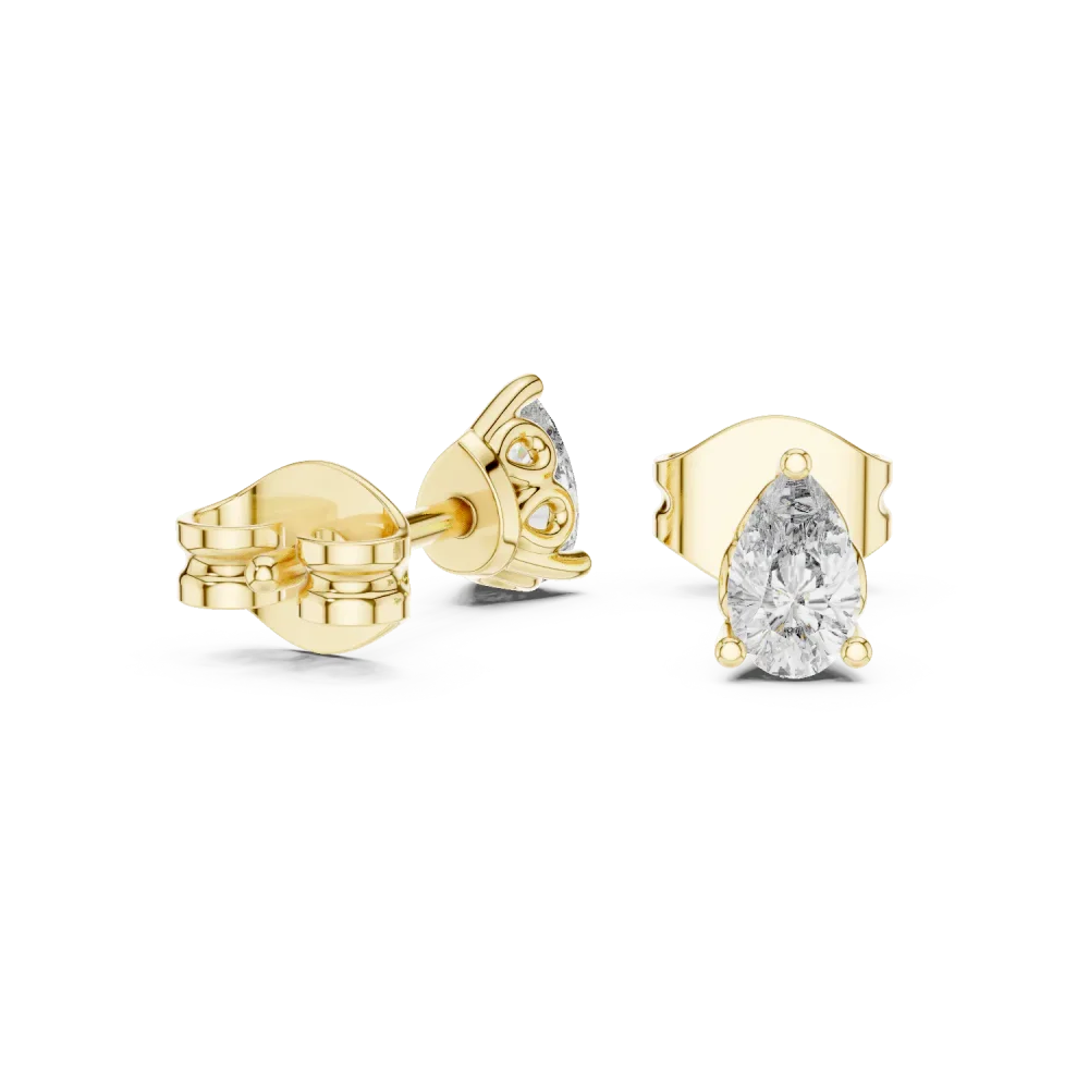 Ethereal Pear Cut Architectural Solitaire Stud Earrings - Image 3