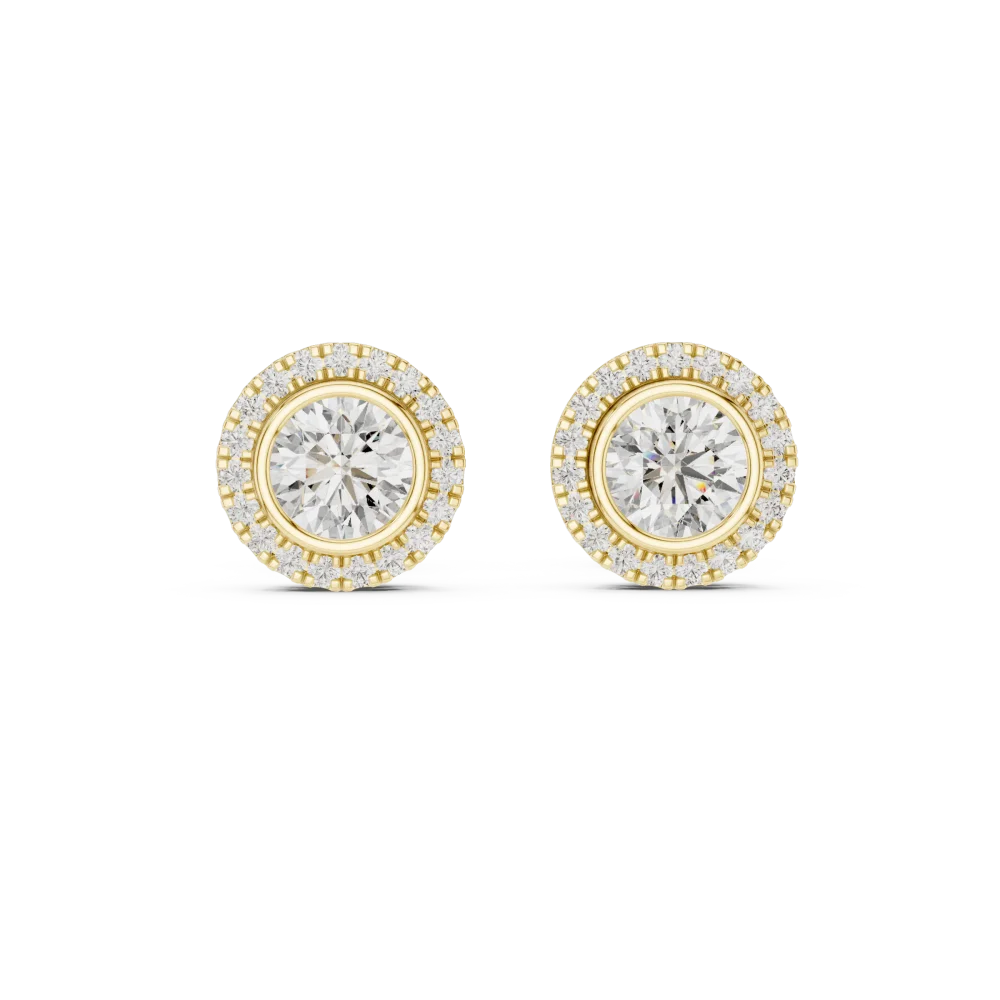 Luminary Round Brilliant Bezel Solitaire Stud Earrings - Image 2