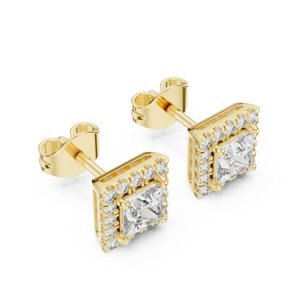 Discover the radiant elegance of these princess-cut solitaire stud earrings. Featuring brilliant DIAMEUR lab-grown diamonds, shop the collection.