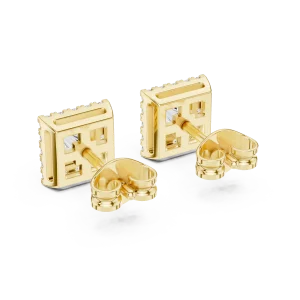 Symmetry Princess Pavé Frame Solitaire Stud Earrings - Image 4