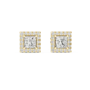 Symmetry Princess Pavé Frame Solitaire Stud Earrings - Image 2