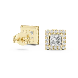 Symmetry Princess Pavé Frame Solitaire Stud Earrings - Image 3