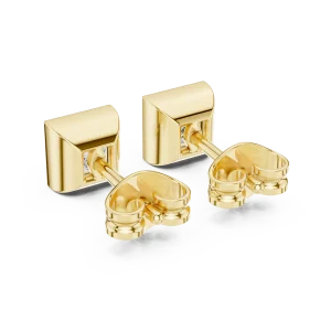 Symmetry Princess Cut Bezel Solitaire Stud Earrings - Image 4