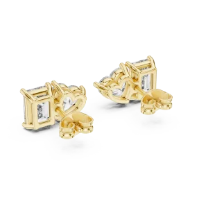 Symmetry Heart and Emerald Cut Dual-Stone Stud Earrings - Image 4