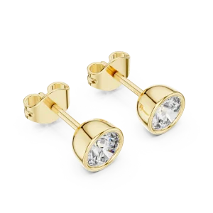 Essence Round Brilliant Bezel Set Solitaire Stud Earrings