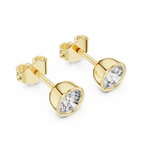 Essence Round Brilliant Bezel Set Solitaire Stud Earrings