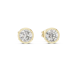 Essence Round Brilliant Bezel Set Solitaire Stud Earrings - Image 2