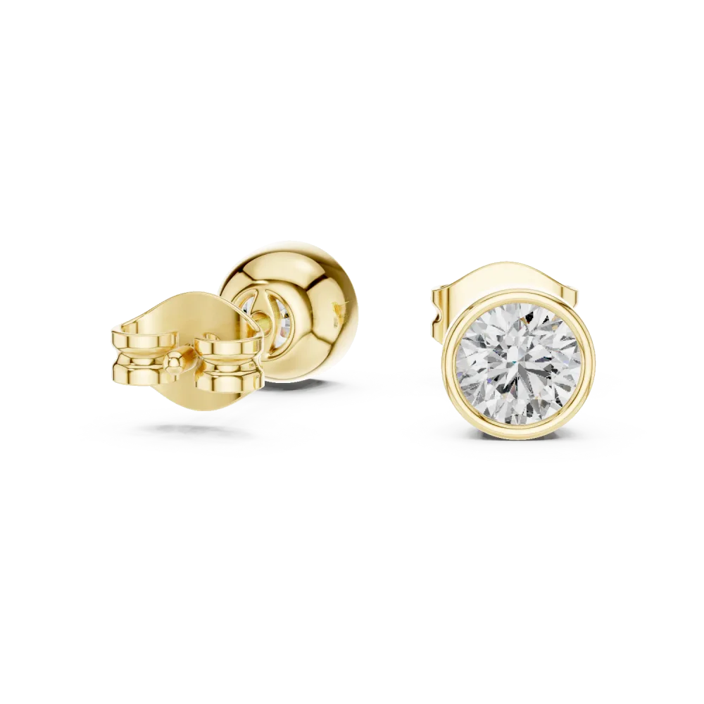 Essence Round Brilliant Bezel Set Solitaire Stud Earrings - Image 3