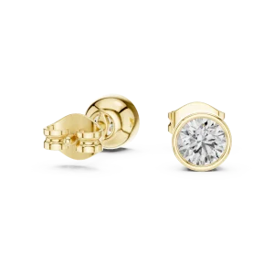 Essence Round Brilliant Bezel Set Solitaire Stud Earrings - Image 3