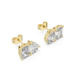 Symmetry Emerald and Pear Cut Dual-Stone Solitaire Studs