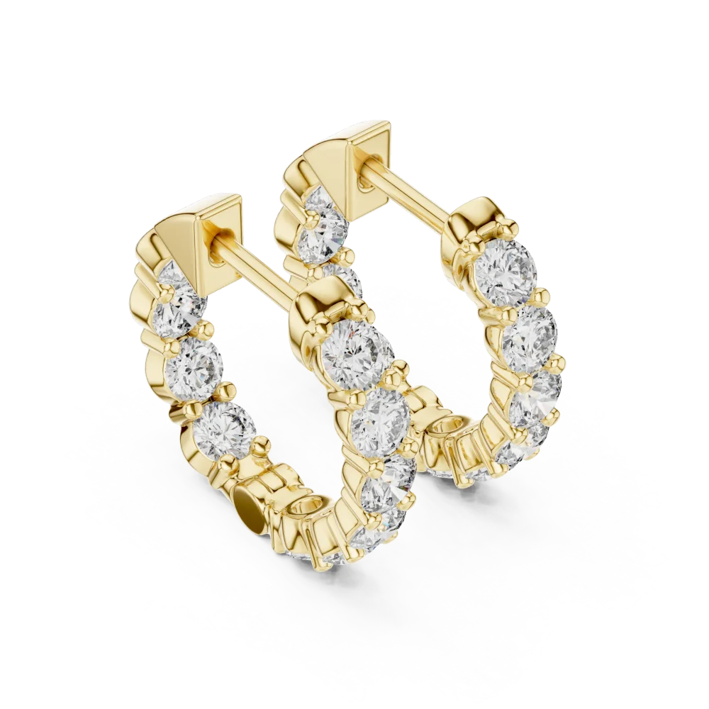 Discover the radiant glow of our pavé-set hoop earrings, featuring 20 brilliant-cut DIAMEUR lab-grown diamonds. Elevate your luxury style today.