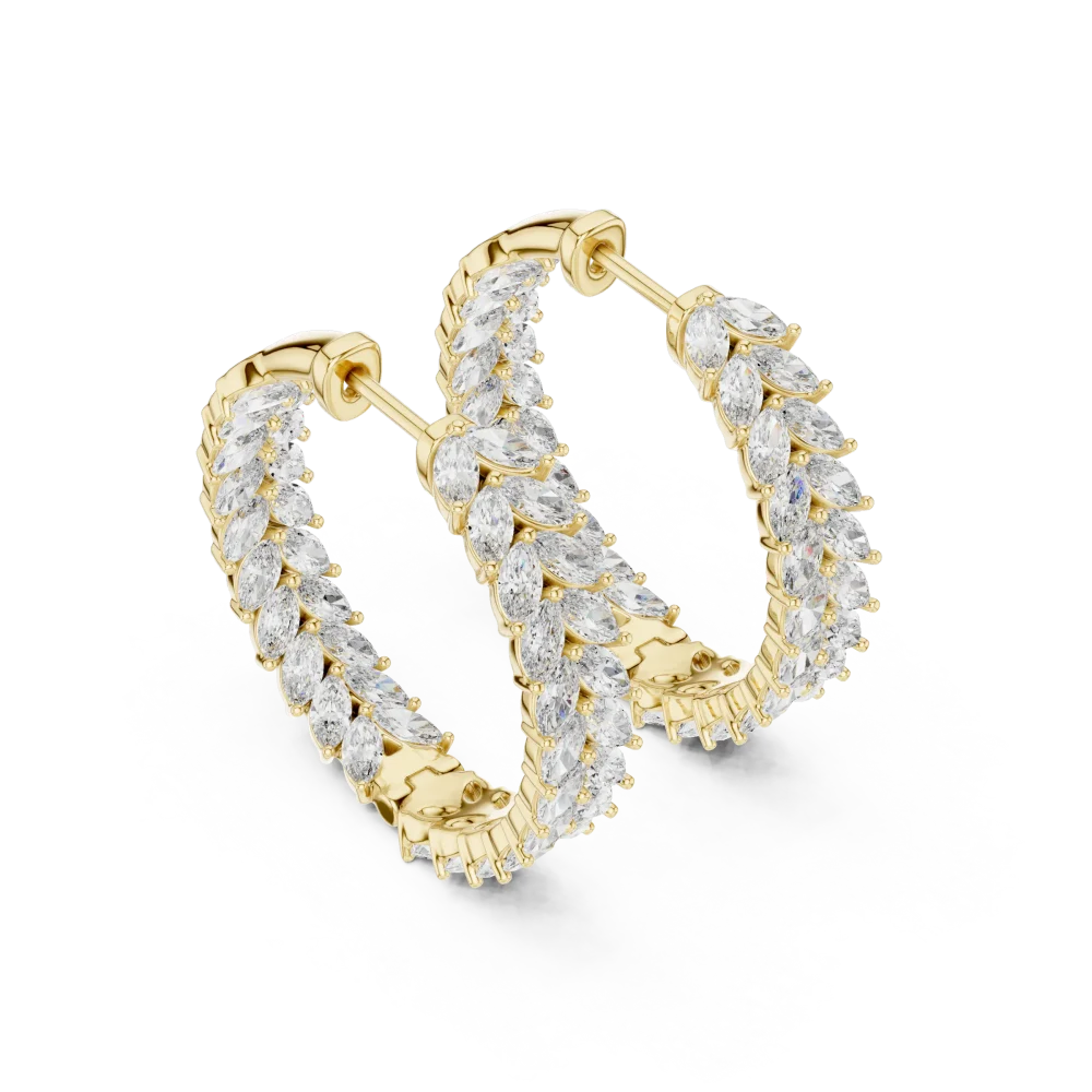 Discover the radiant beauty of these marquise DIAMEUR lab-grown diamond hoop earrings. Elegantly crafted for brilliance. Shop your pair today!