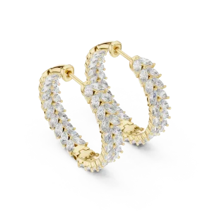 Ethereal Marquise Leaf Pavé-Set Hoop Earrings
