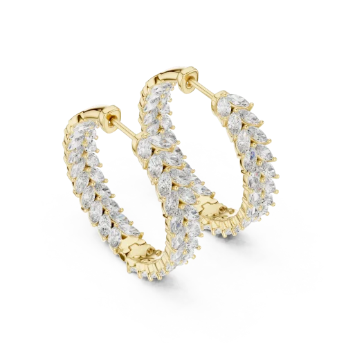 Ethereal Marquise Leaf Pavé-Set Hoop Earrings