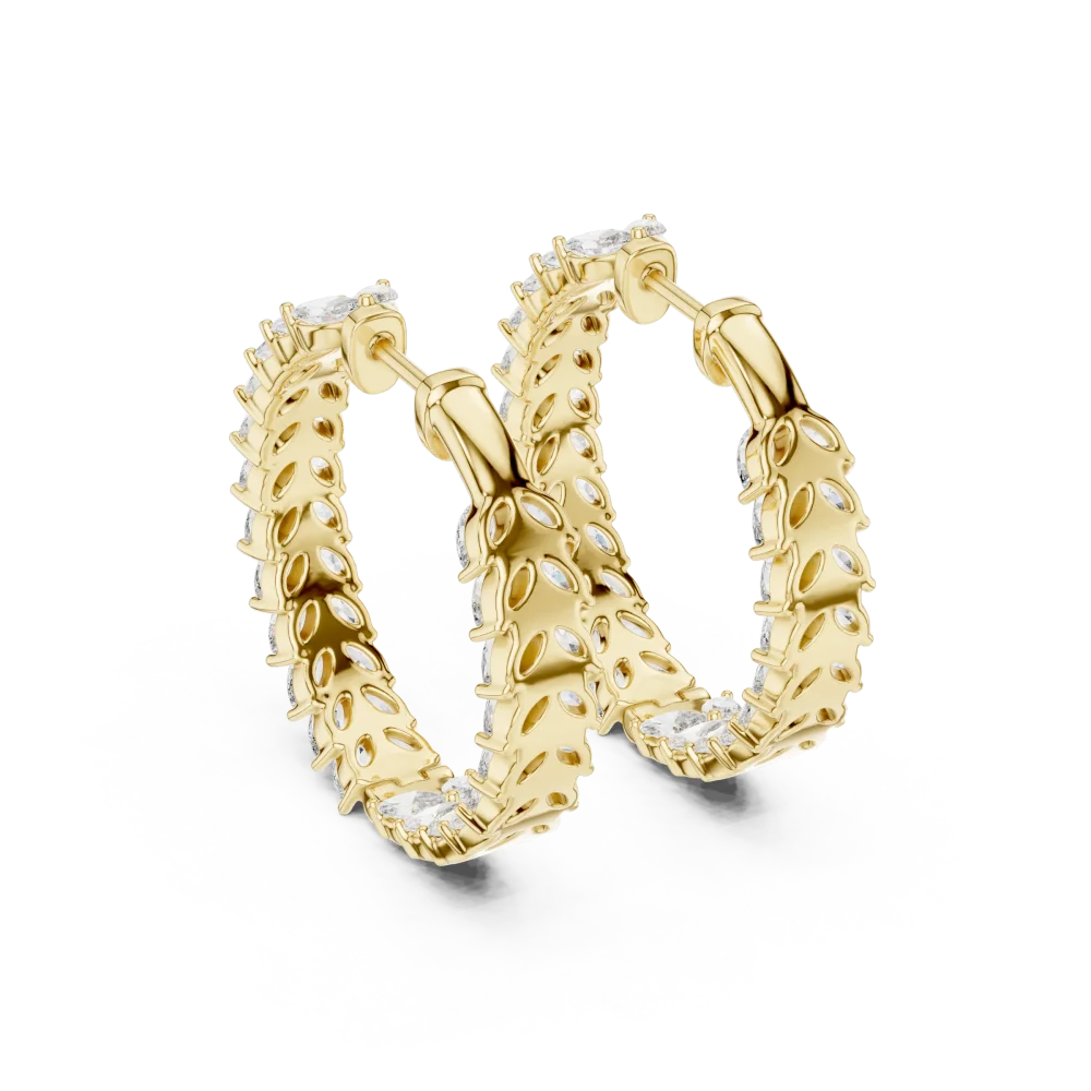 Ethereal Marquise Leaf Pavé-Set Hoop Earrings - Image 4