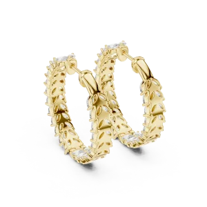 Ethereal Marquise Leaf Pavé-Set Hoop Earrings - Image 4