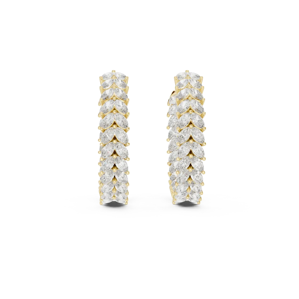 Ethereal Marquise Leaf Pavé-Set Hoop Earrings - Image 2