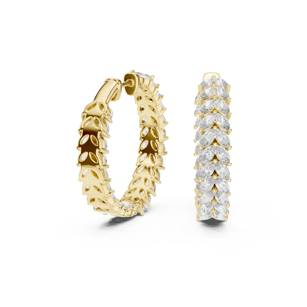 Ethereal Marquise Leaf Pavé-Set Hoop Earrings - Image 3