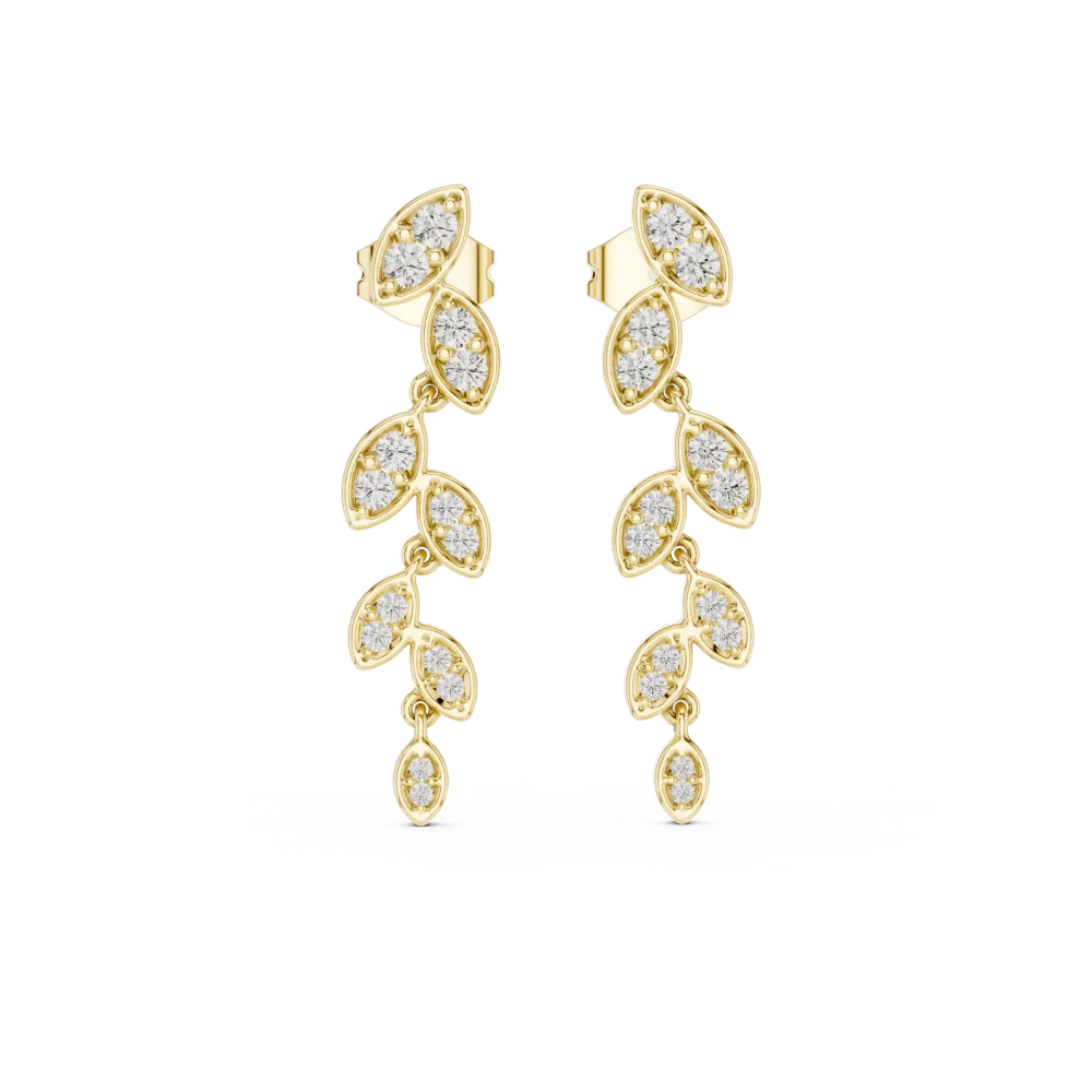 Luminary Round Pavé-Set Leaf Dangler Earrings - Image 2