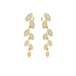 Luminary Round Pavé-Set Leaf Dangler Earrings - Image 2