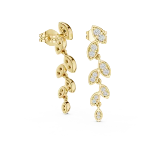 Luminary Round Pavé-Set Leaf Dangler Earrings - Image 3